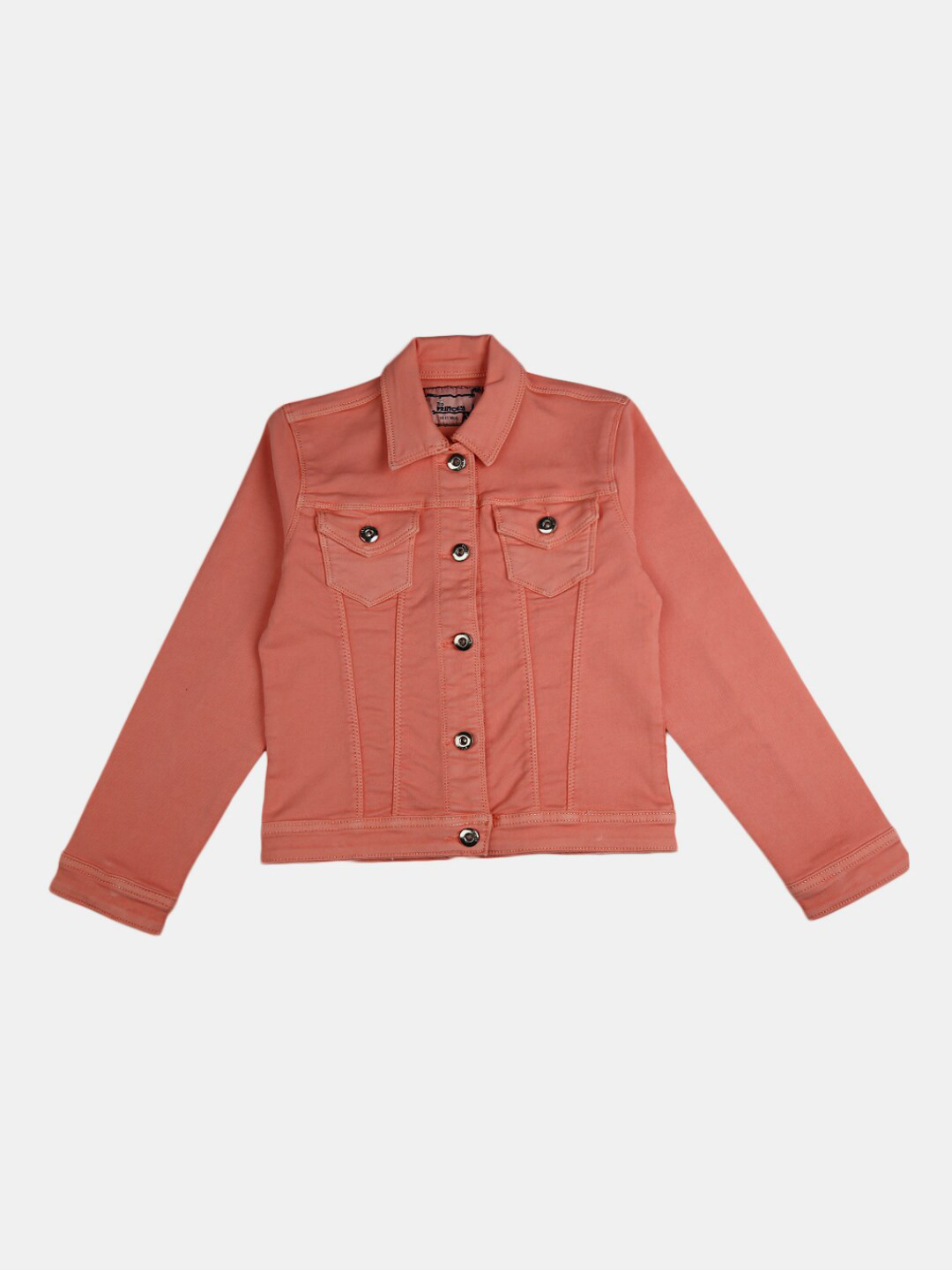 

V-Mart Girls Peach Coloured Denim Shirt Style Top