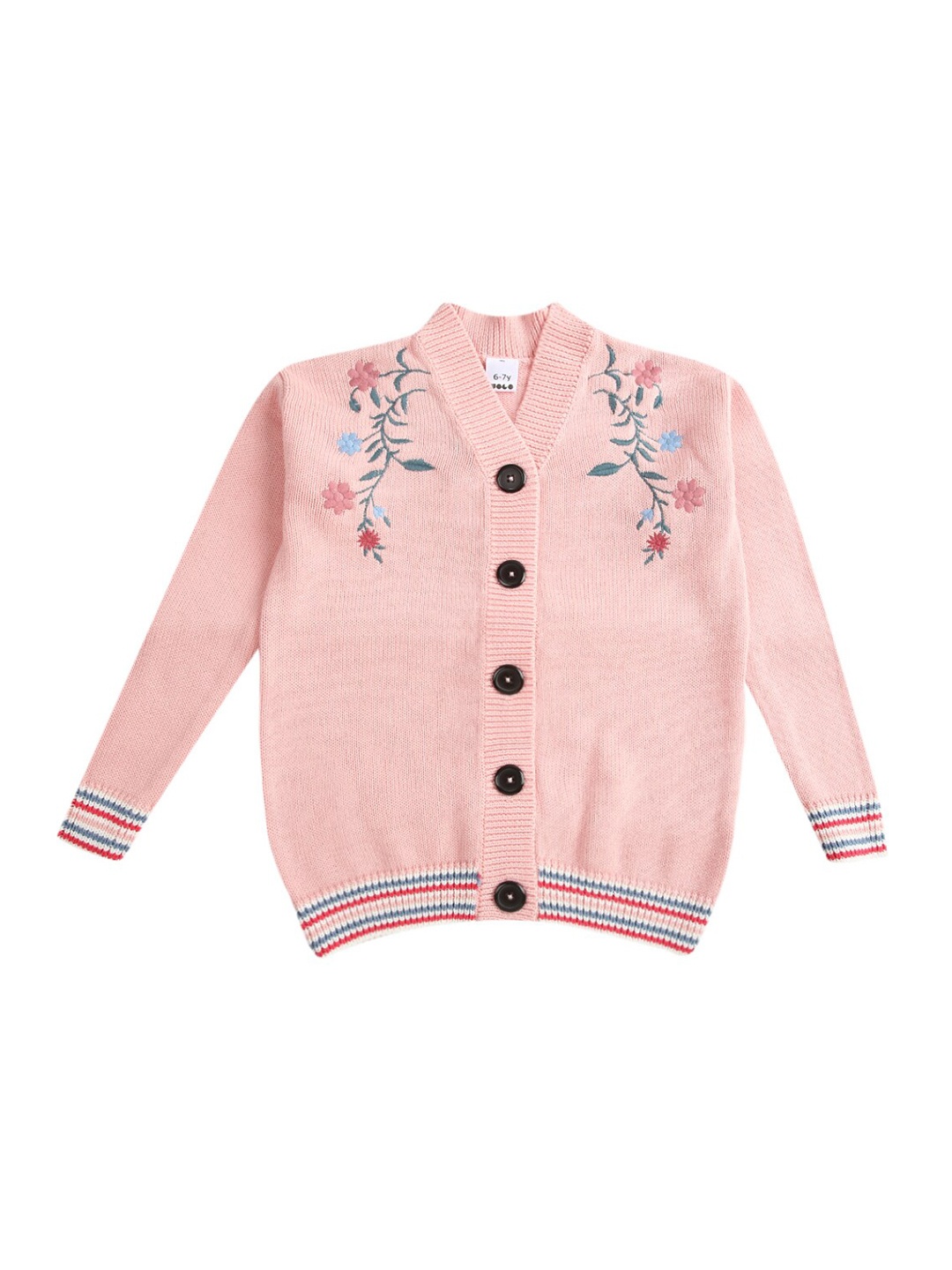 

V-Mart Girls Peach-Coloured Embroidered Shirt Style Top