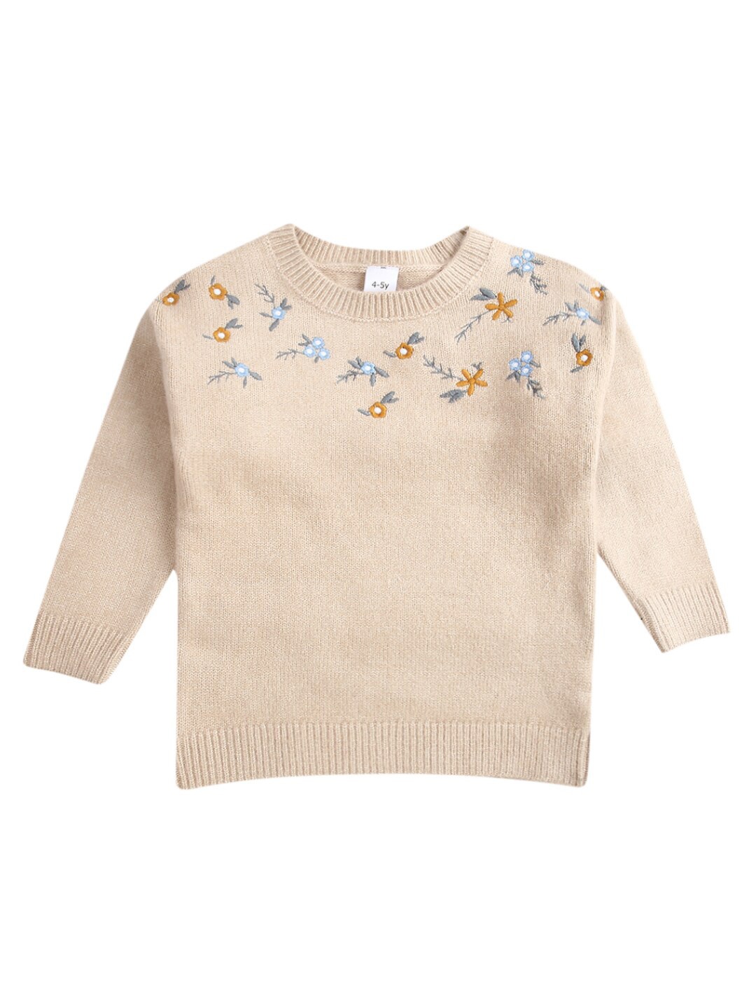 

V-Mart Girls Peach-Coloured Floral Embroidered Detail Top