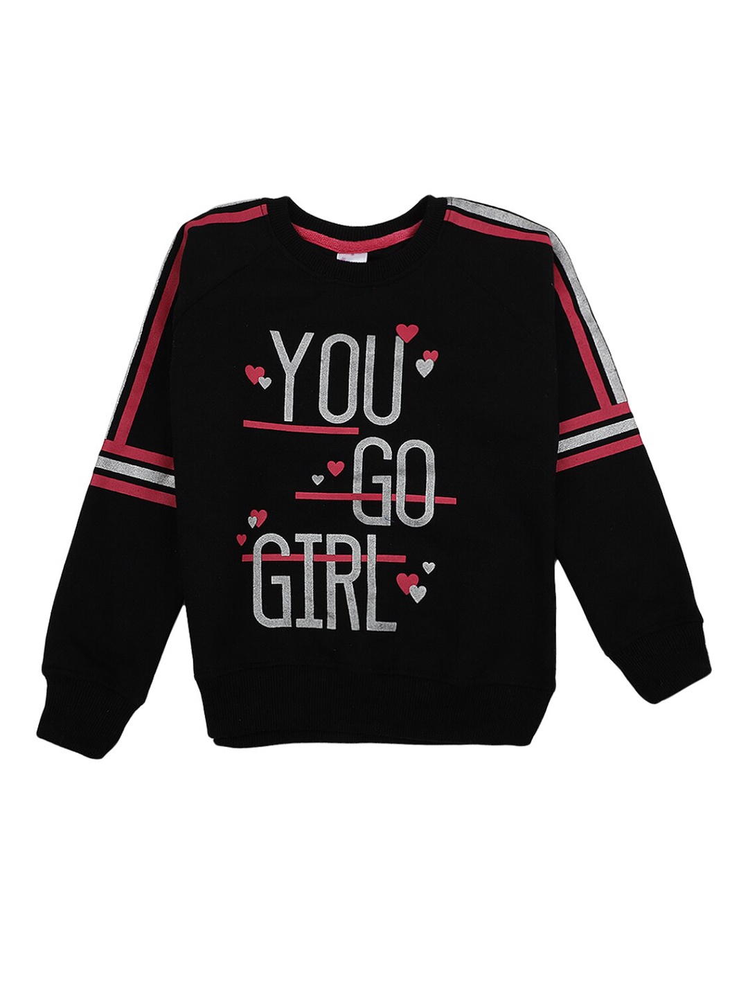 

V-Mart Girls Black Typography Printed Slim Fit T-shirt
