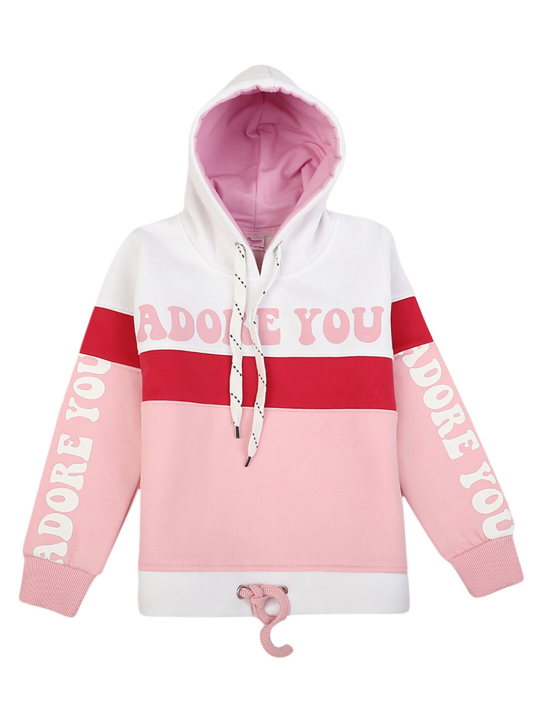 

V-Mart Girls Pink Colourblocked Hooded Sweatshirt
