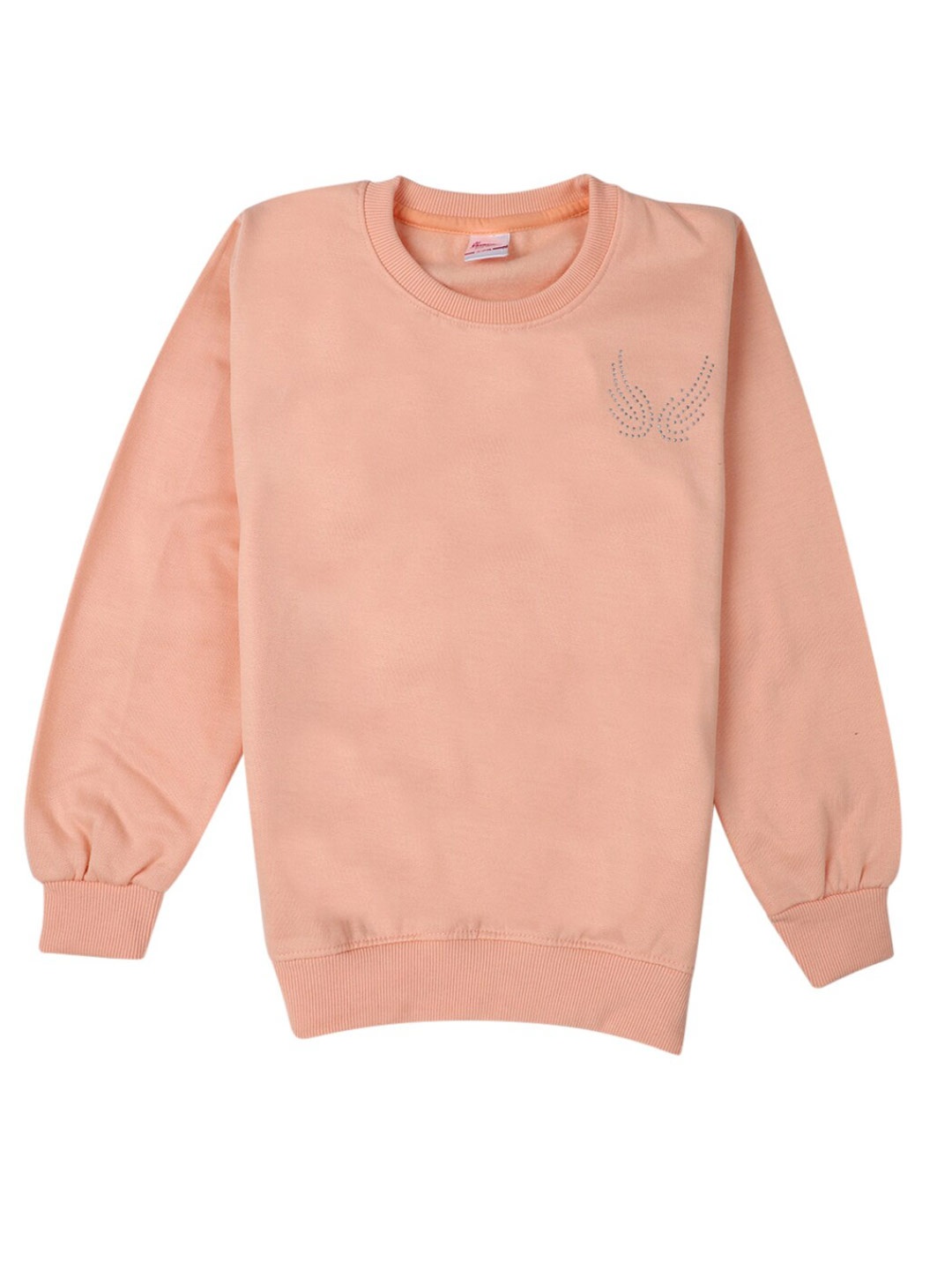 

V-Mart Girls Peach-Coloured Solid Sweatshirt
