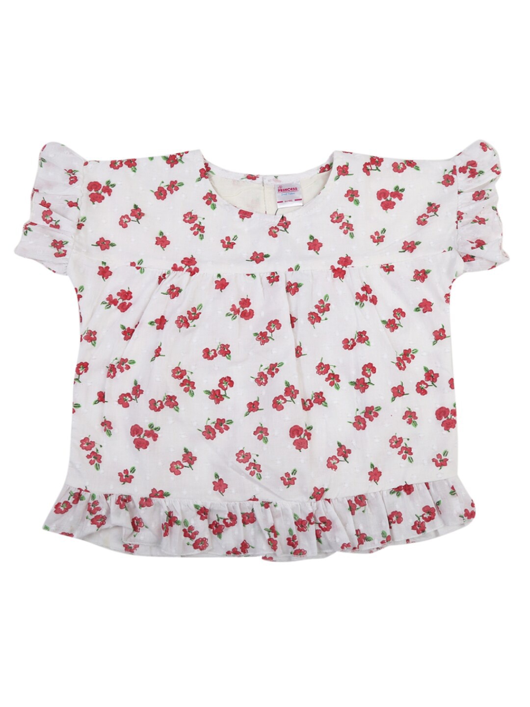 

V-Mart White Floral Print Top