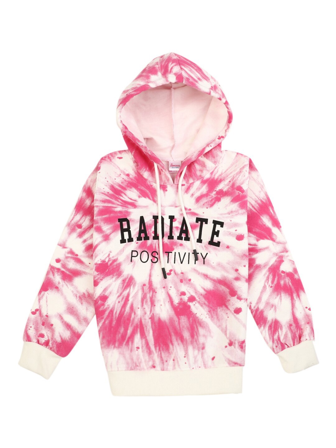 

V-Mart Girls Pink and White Tie and Dye Print Hooded Top