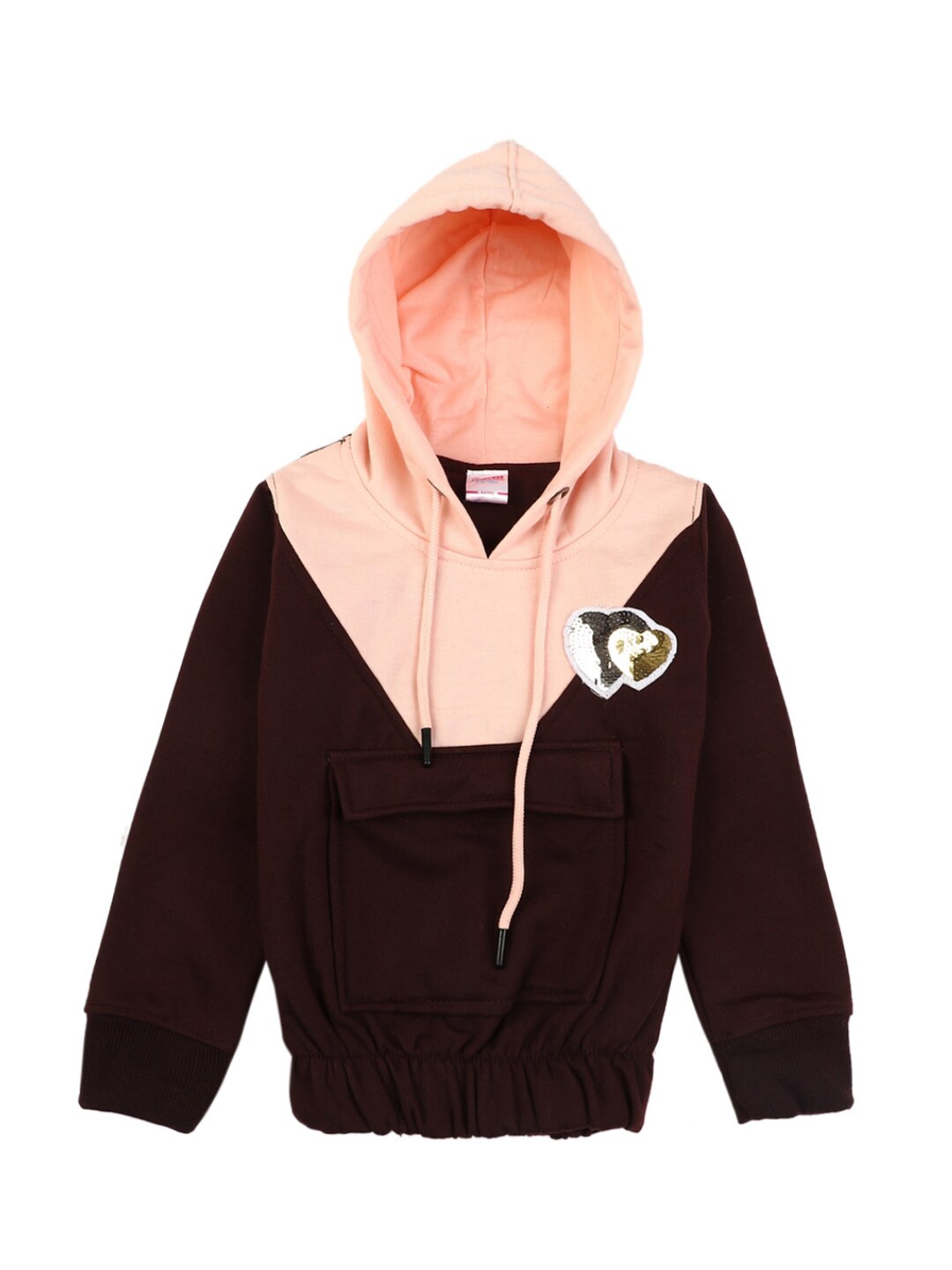 

V-Mart Girls Brown & Peach-Coloured Colourblocked Top