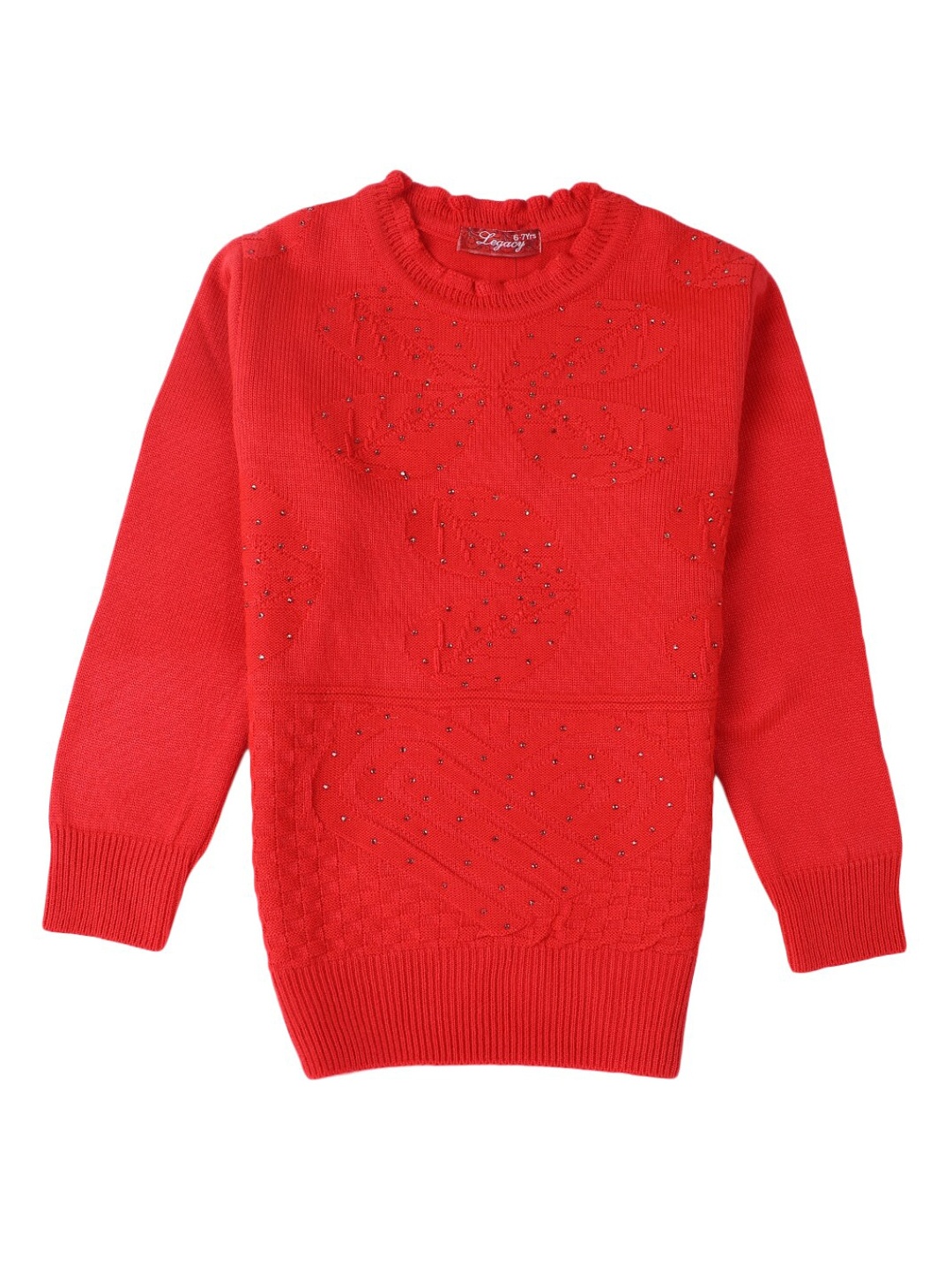 

V-Mart Girls Red Self Design Top