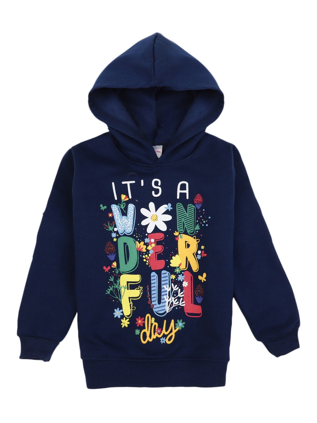 

V-Mart Navy Blue Printed Poly Cotton Hooded Neck W-Top