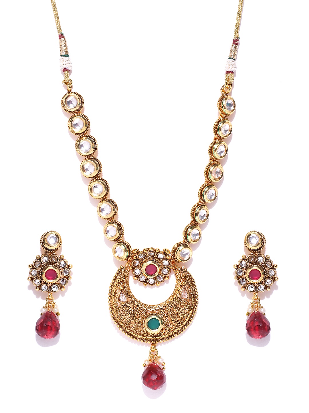 

YouBella White Gold-Plated Kundan-Studded Jewellery Set