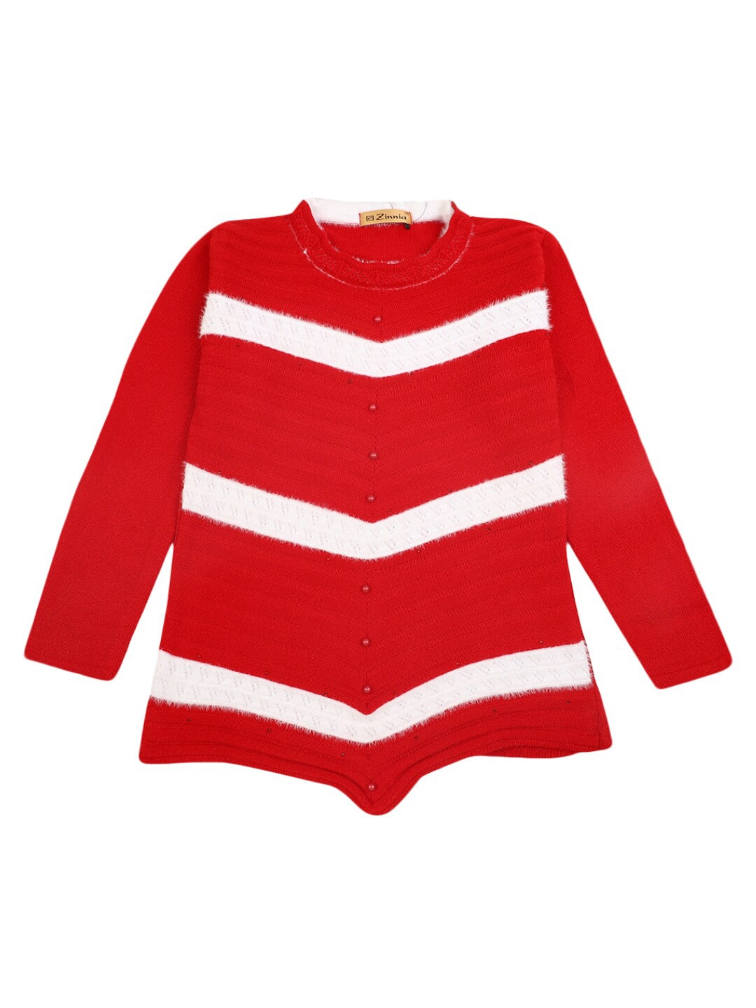 

V-Mart Red Striped Chiffon Top