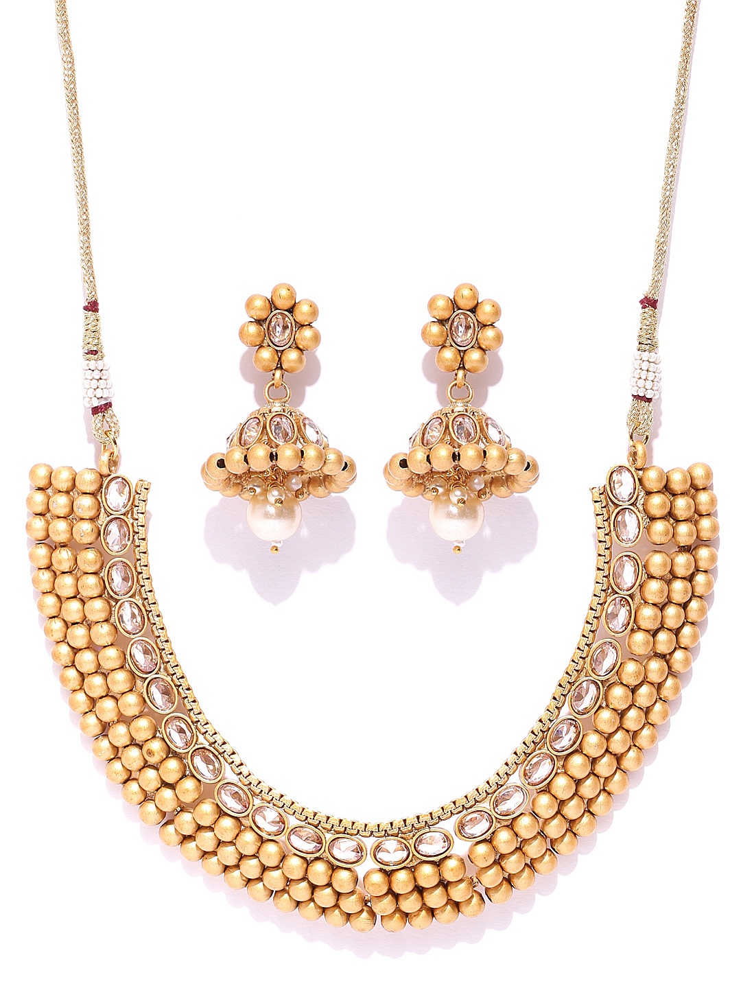 

YouBella Beige Gold-Plated Beaded Jewellery Set