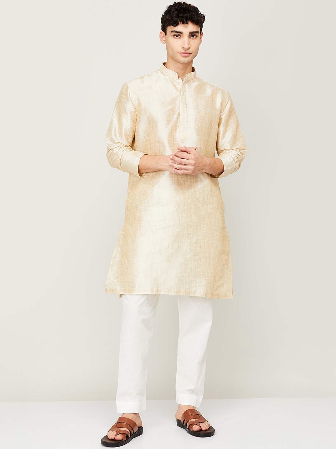

Melange by Lifestyle Men Beige Kurta with Pyjamas