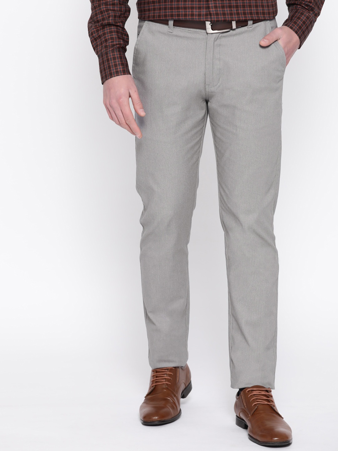 

Hancock Men Grey Slim Fit Formal Trousers