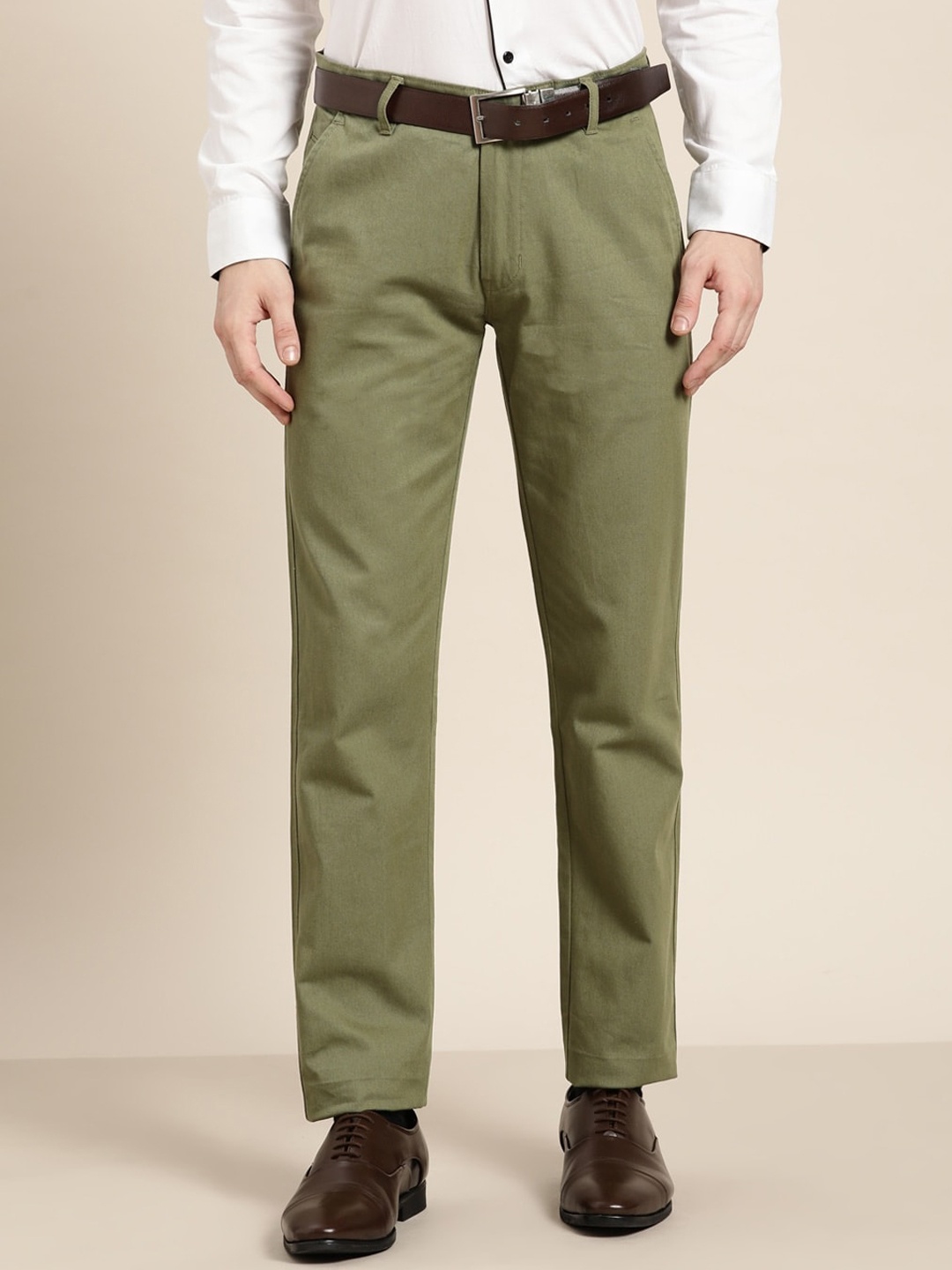 

Hancock Men Olive Green Slim Fit Formal Trousers