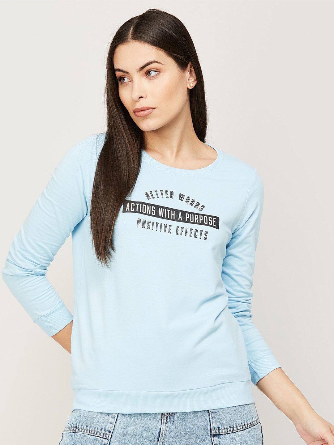 

Fame Forever by Lifestyle Women Blue Printed Sweatshirt