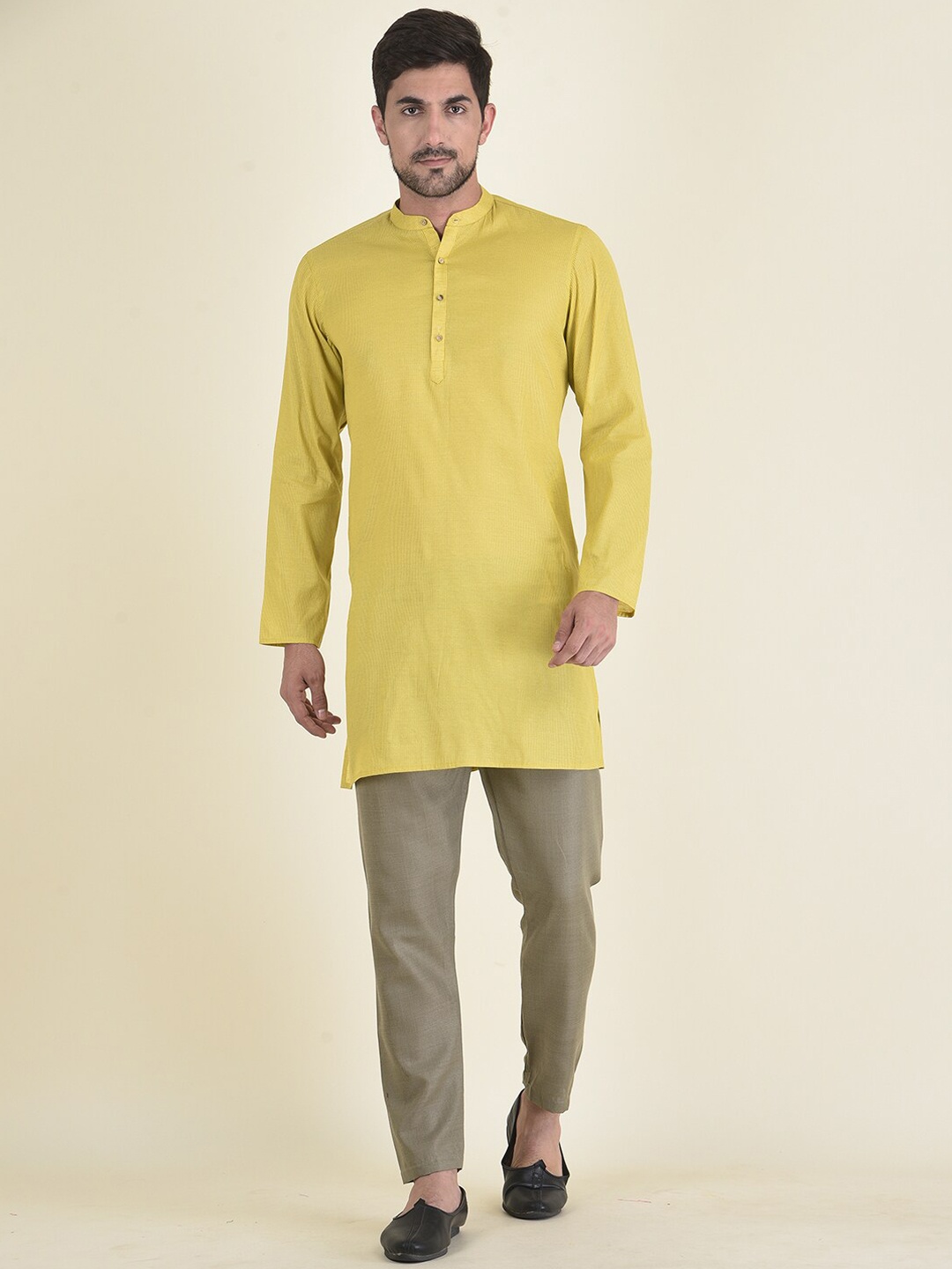 

DEYANN Men Mustard Yellow Kurta with Pyjamas