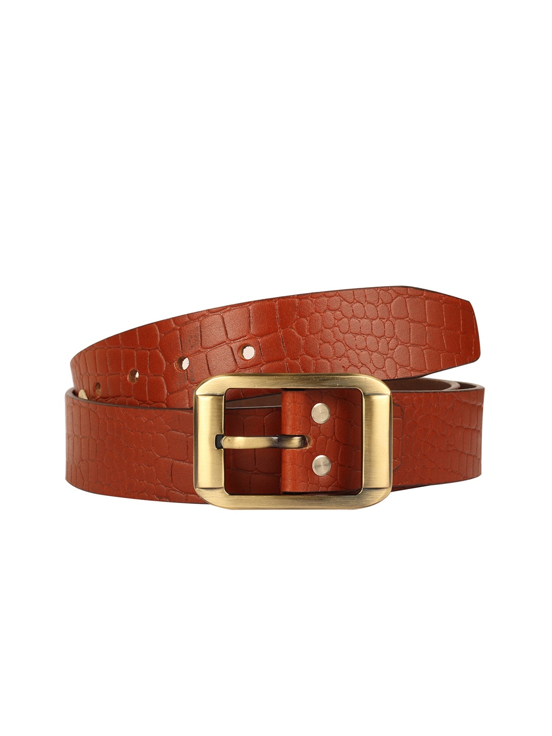 

Calvadoss Men Tan Textured Leather Belt