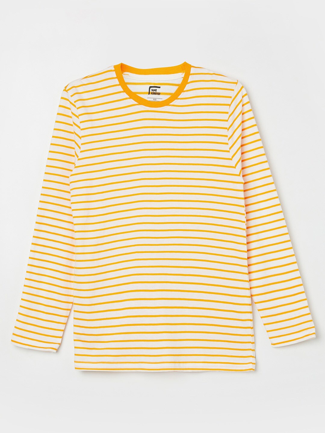 

Fame Forever by Lifestyle Boys Yellow Striped Pure Cotton T-shirt