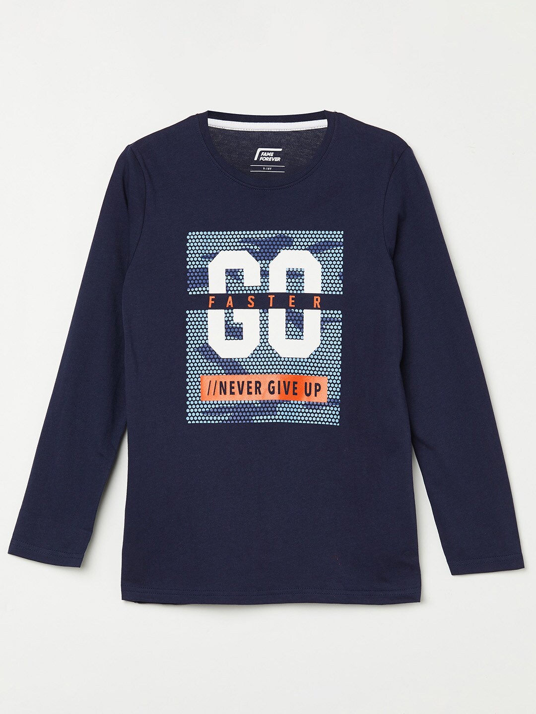 

Fame Forever by Lifestyle Boys Navy Blue Printed Pure Cotton T-shirt