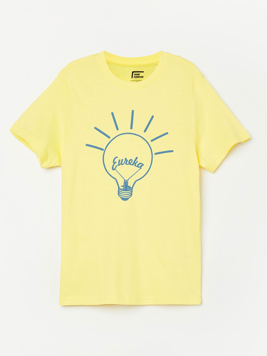 

Fame Forever by Lifestyle Boys Yellow Printed Pure Cotton T-shirt