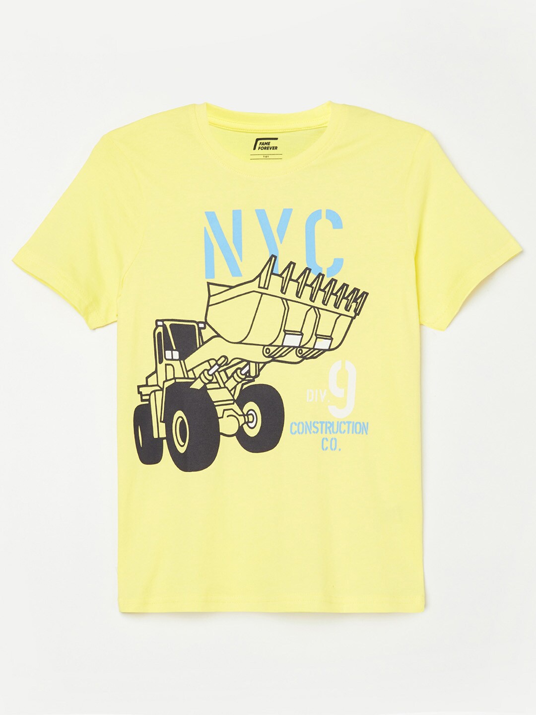 

Fame Forever by Lifestyle Boys Yellow Printed Pure Cotton T-shirt