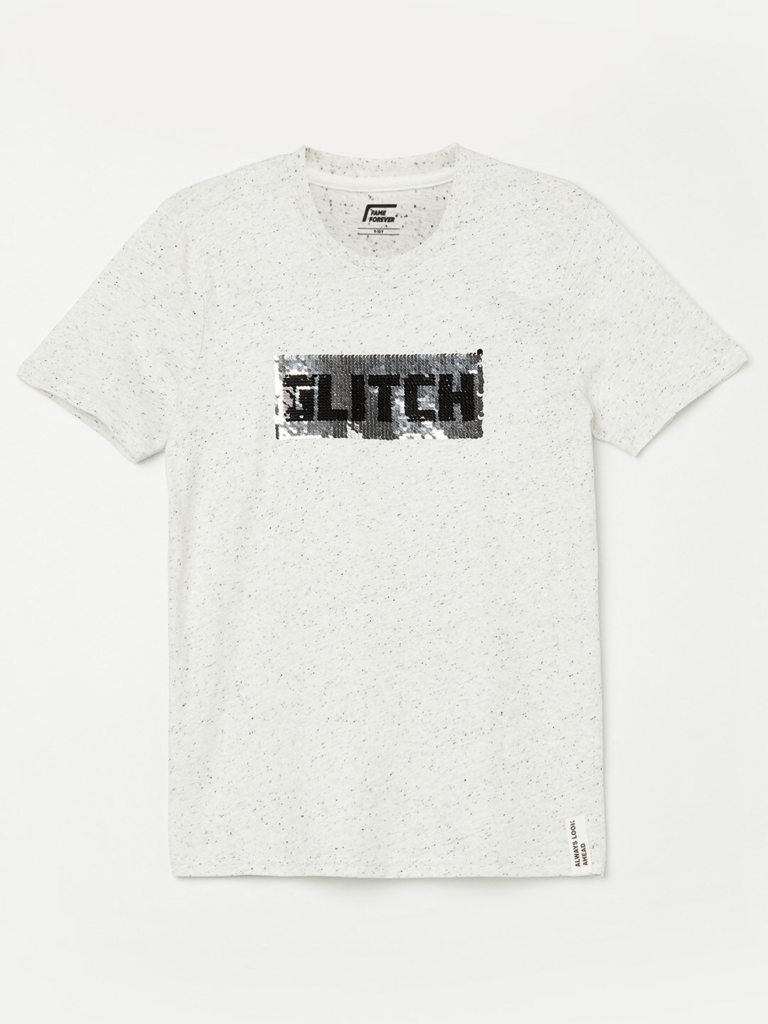 

Fame Forever by Lifestyle Boys White Sequinned Pure Cotton T-shirt