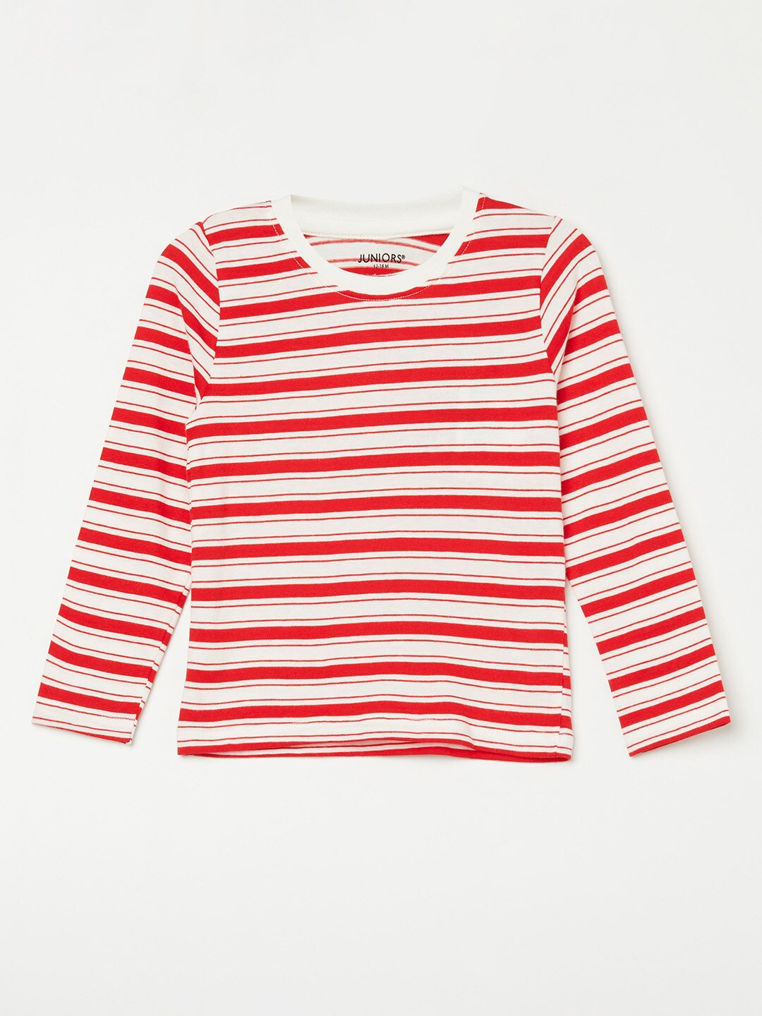 

Juniors by Lifestyle Boys Red Striped Pure Cotton T-shirt