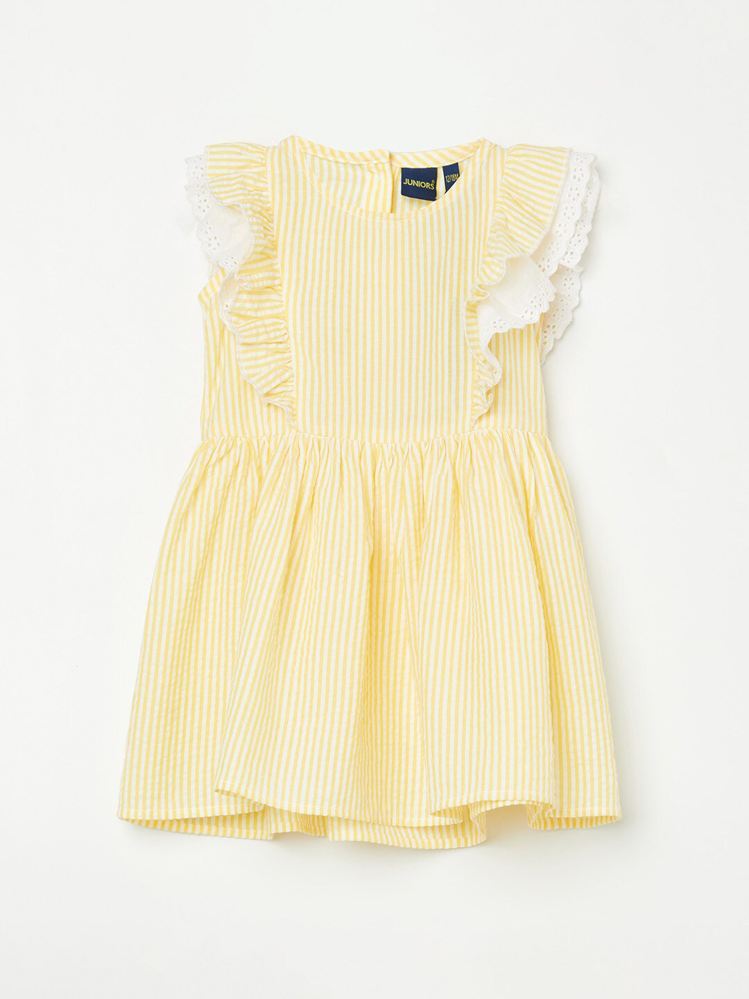

Juniors by Lifestyle Yellow Striped A-Line Sleeveless Dress