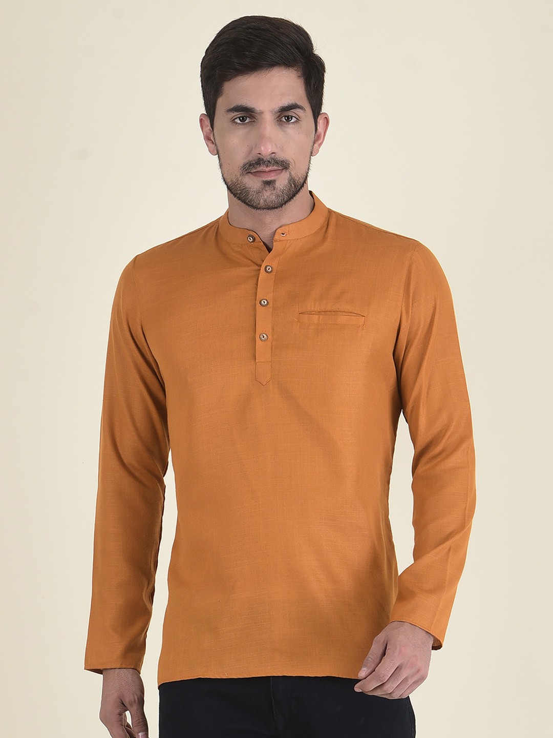 

DEYANN Men Mustard Yellow Kurta