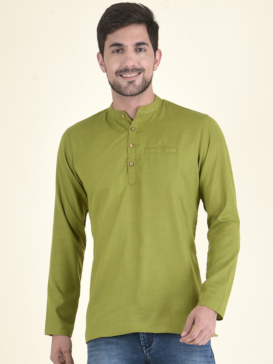 

DEYANN Men Green Short Kurta