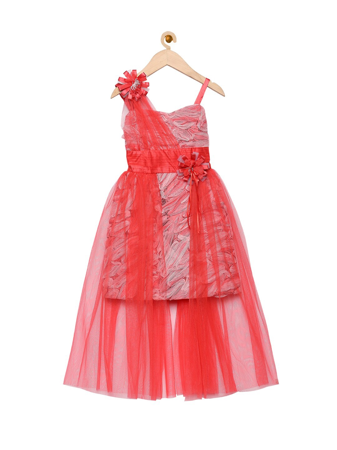 

Actuel Coral Net Maxi Dress