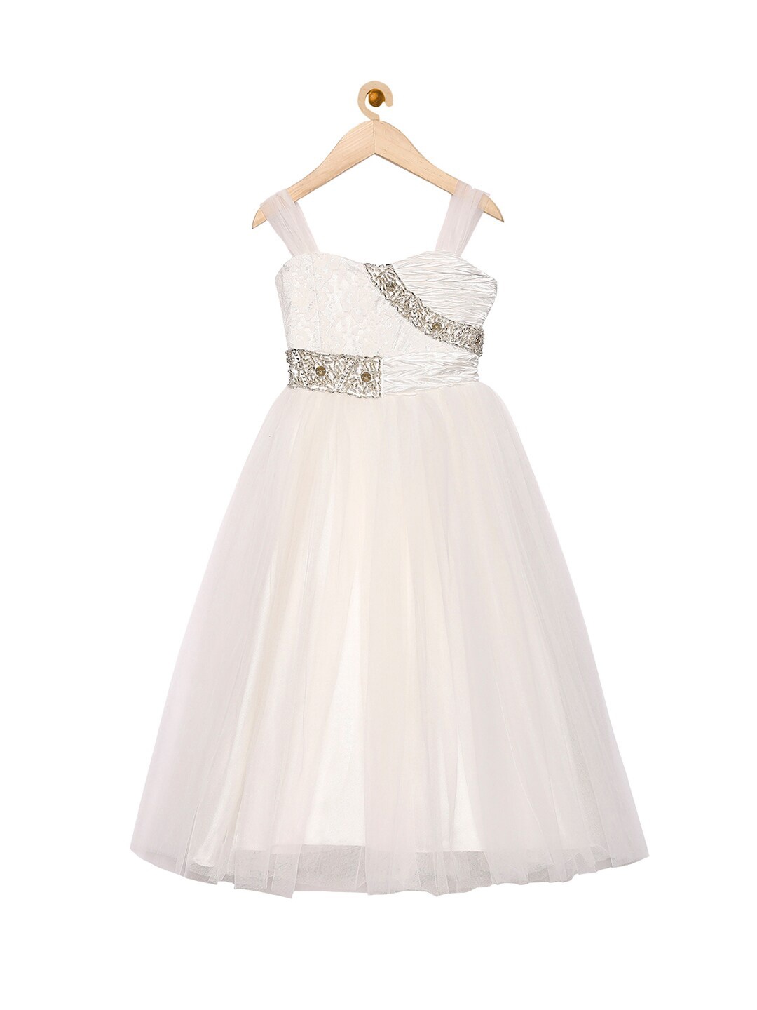 

Actuel Off White Net Maxi Dress