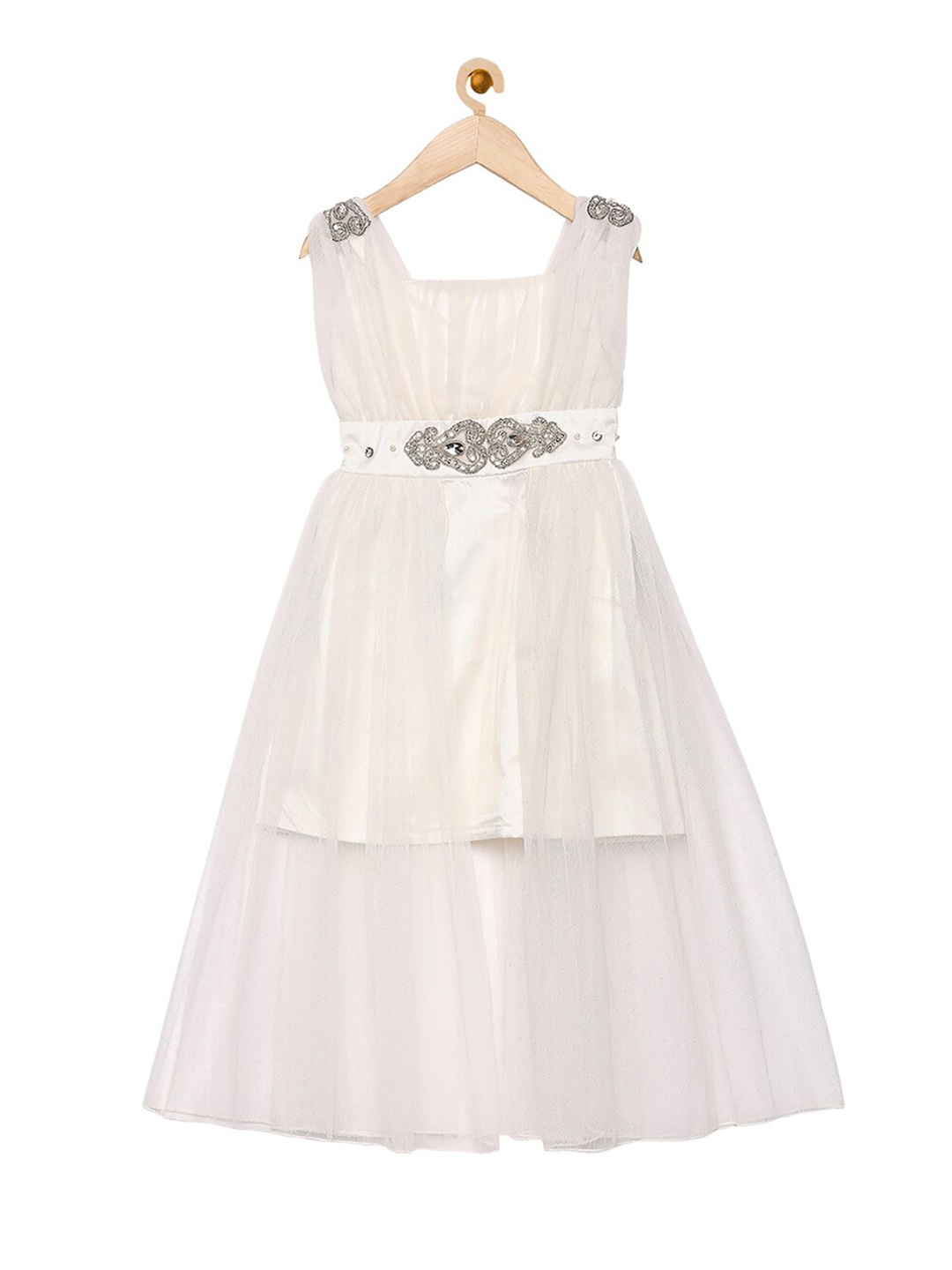 

Actuel Cream-Coloured Embellished Net Gown Dress