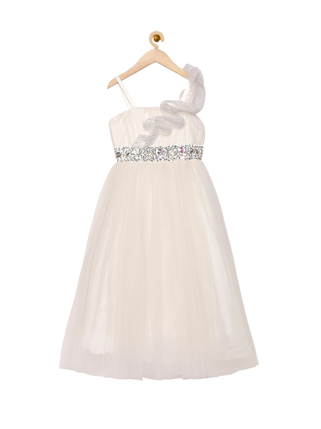 

Actuel Girls Off White Net A-Line Maxi Dress