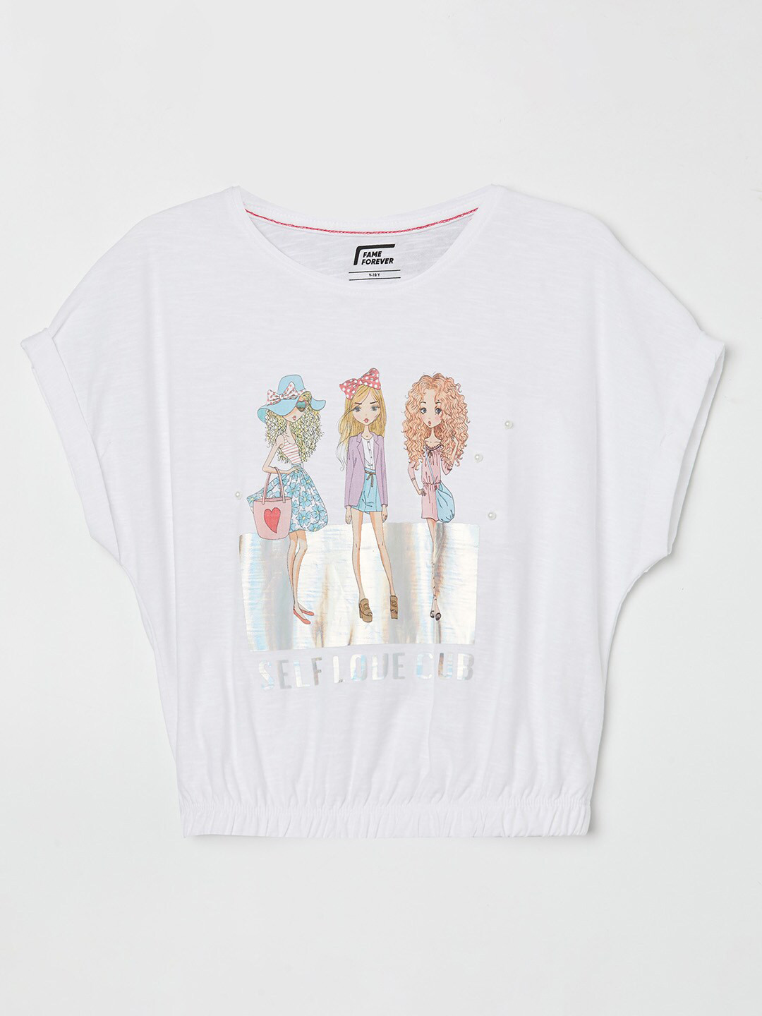 

Fame Forever by Lifestyle Girls White Printed Pure Cotton T-shirt