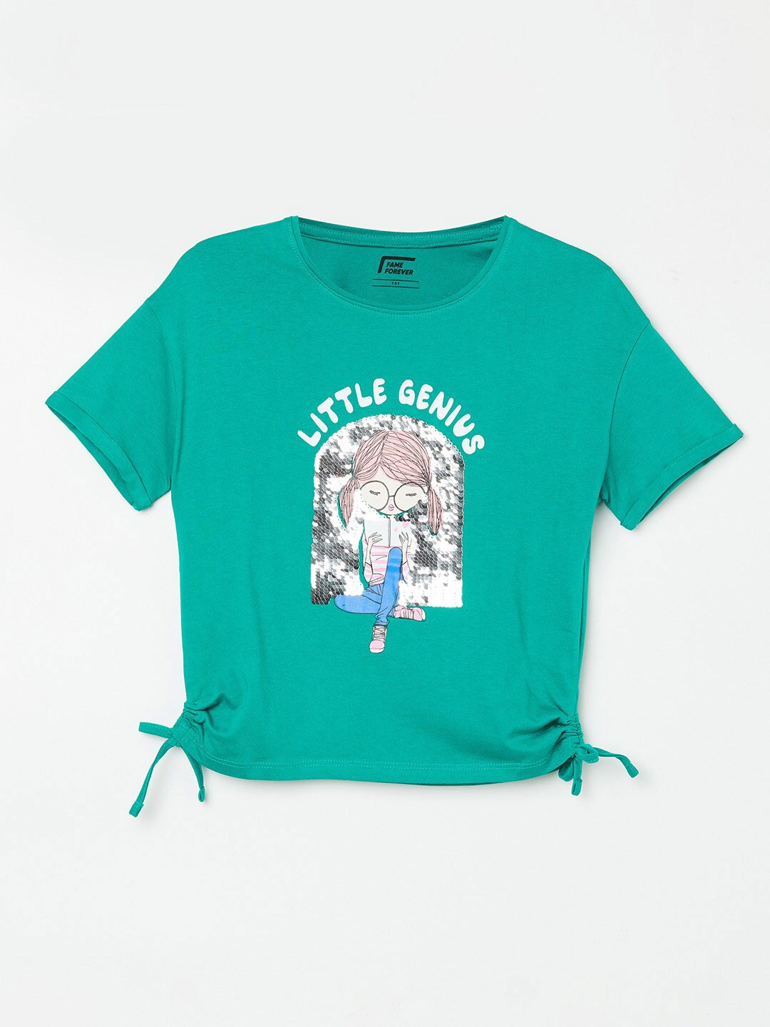 

Fame Forever by Lifestyle Girls Green Printed Pure Cotton T-shirt