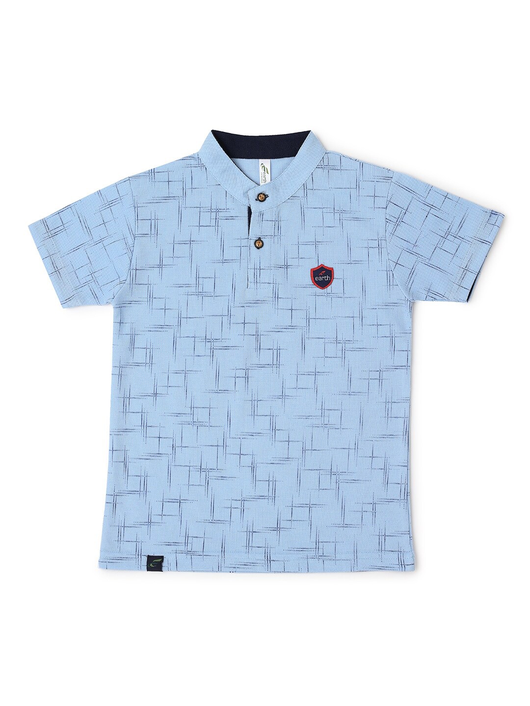 

earth conscious Boys Blue Printed Henley Neck T-shirt