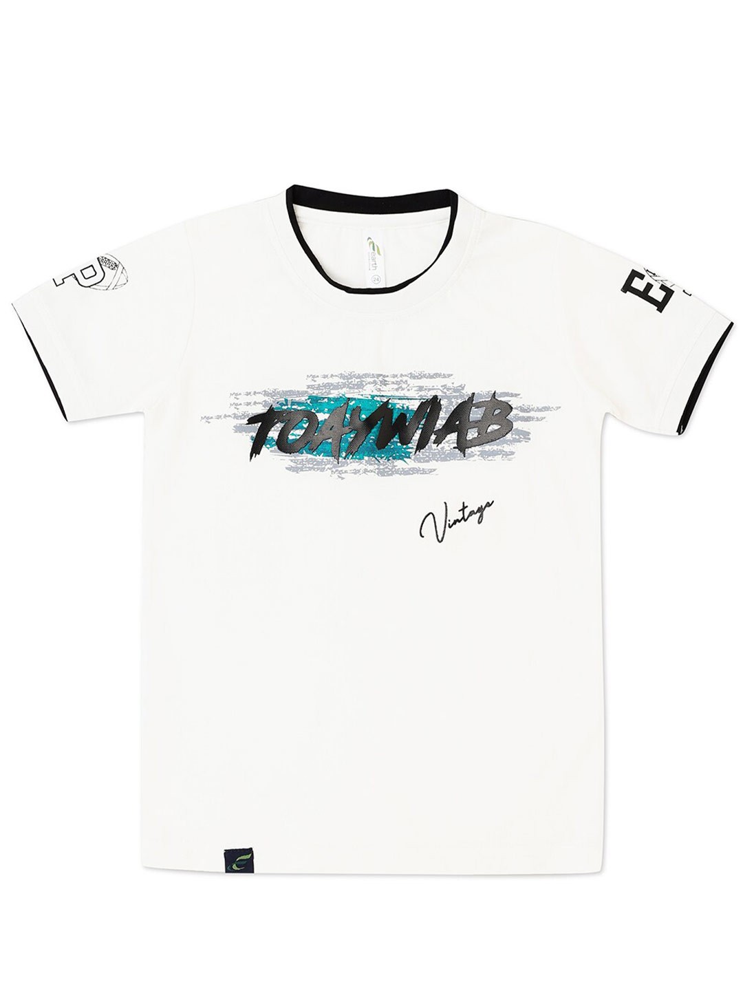 

earth conscious Boys White Typography Printed T-shirt