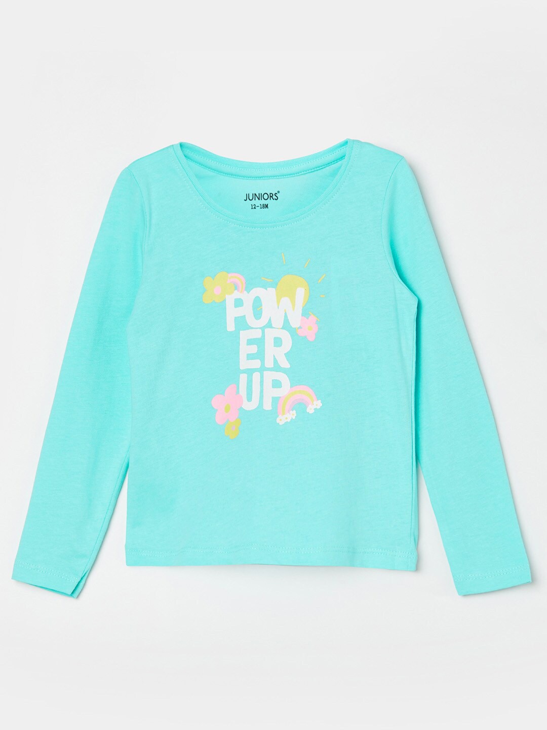 

Juniors by Lifestyle Girls Blue Typography Printed Pure Cotton T-shirt