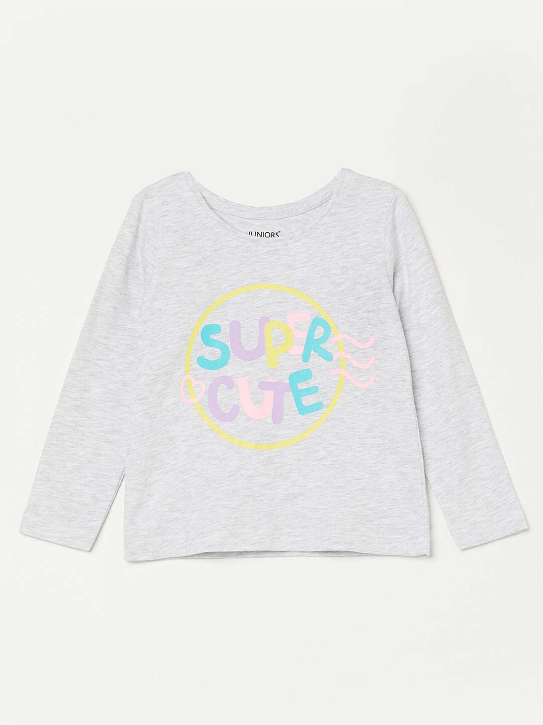 

Juniors by Lifestyle Girls Grey Printed Pure Cotton T-shirt