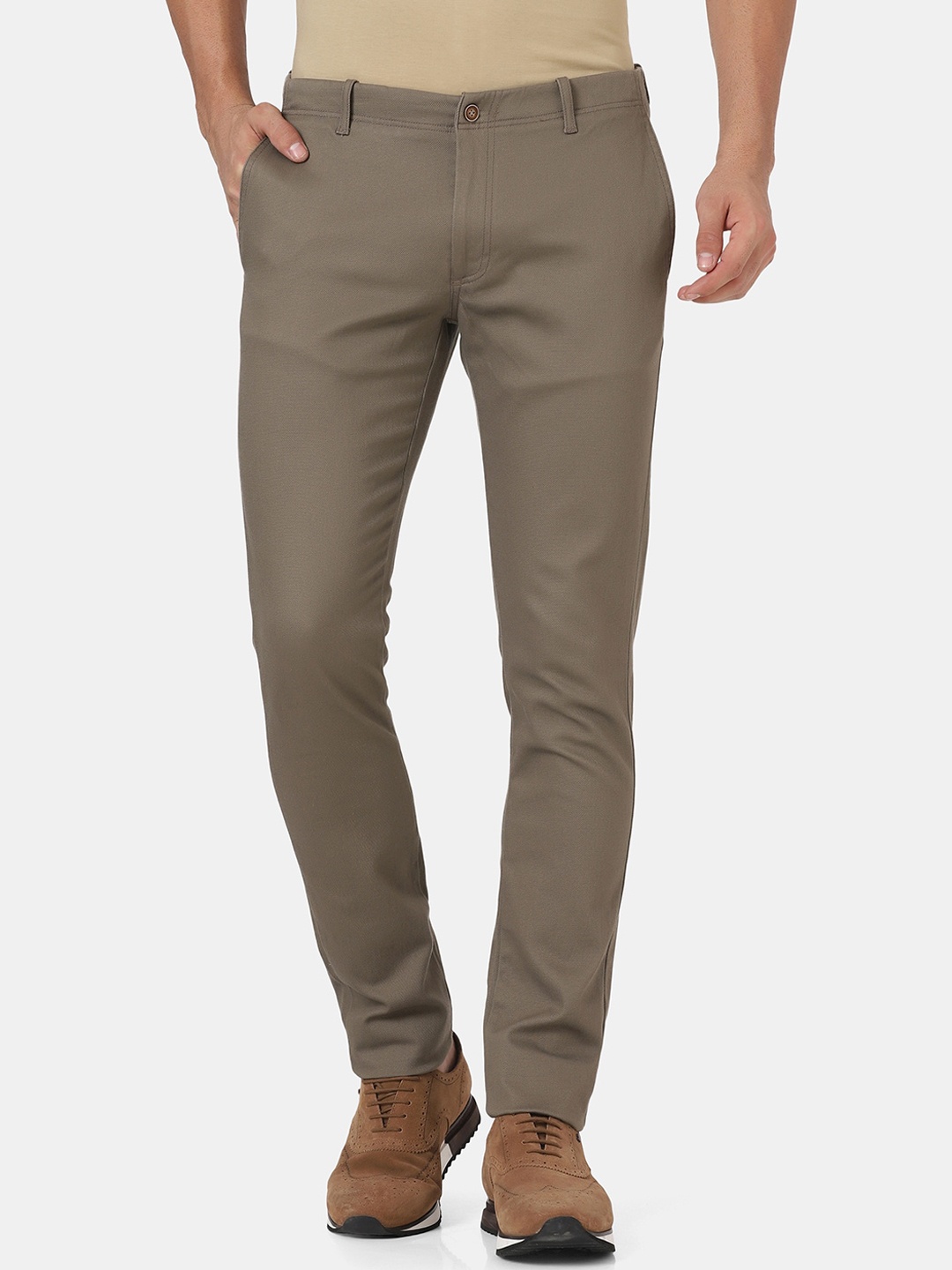 

Blackberrys Men Grey Slim Fit Low-Rise Trousers