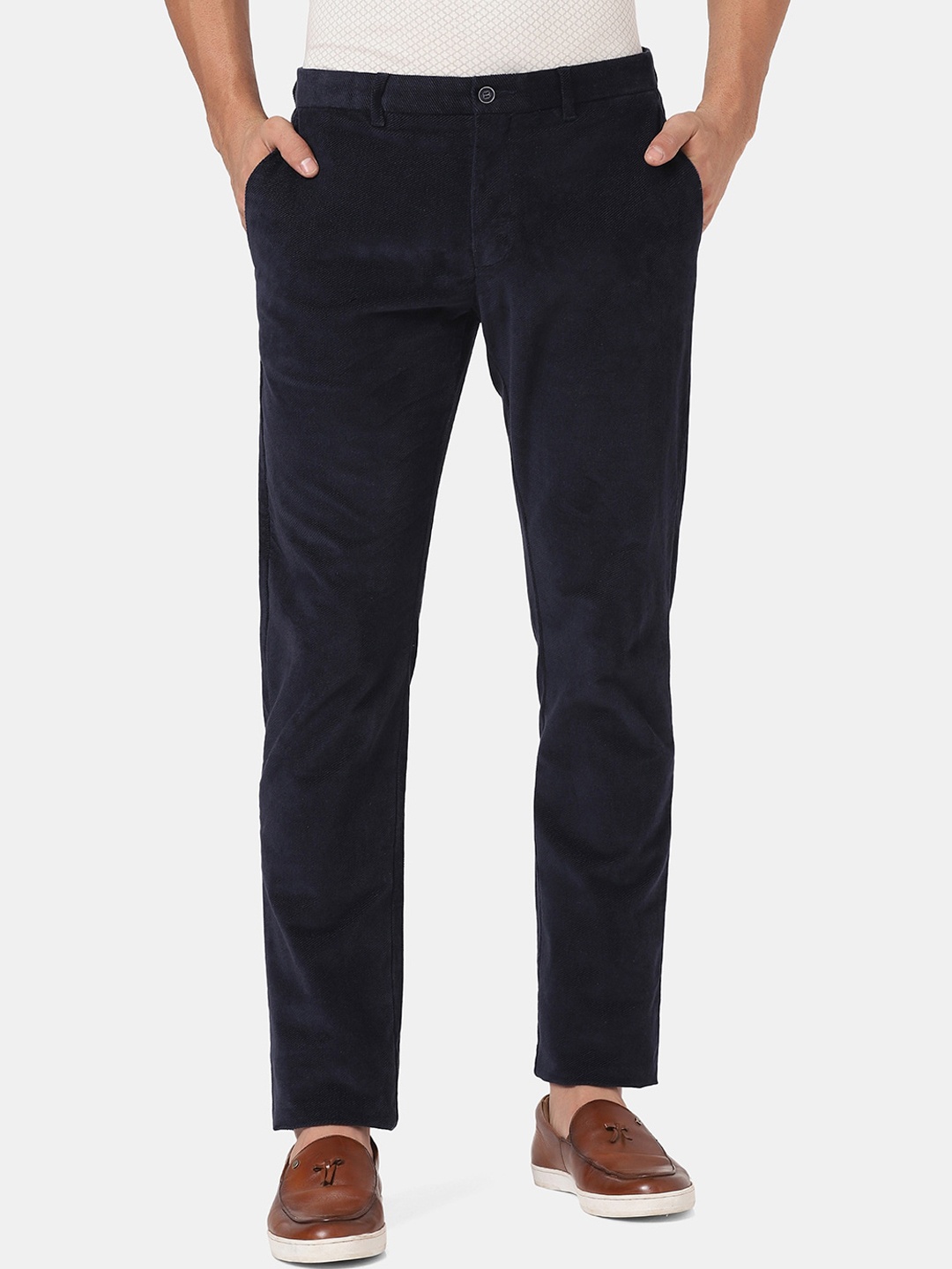 

Blackberrys Men Navy Blue Slim Fit Low-Rise Chinos Trousers