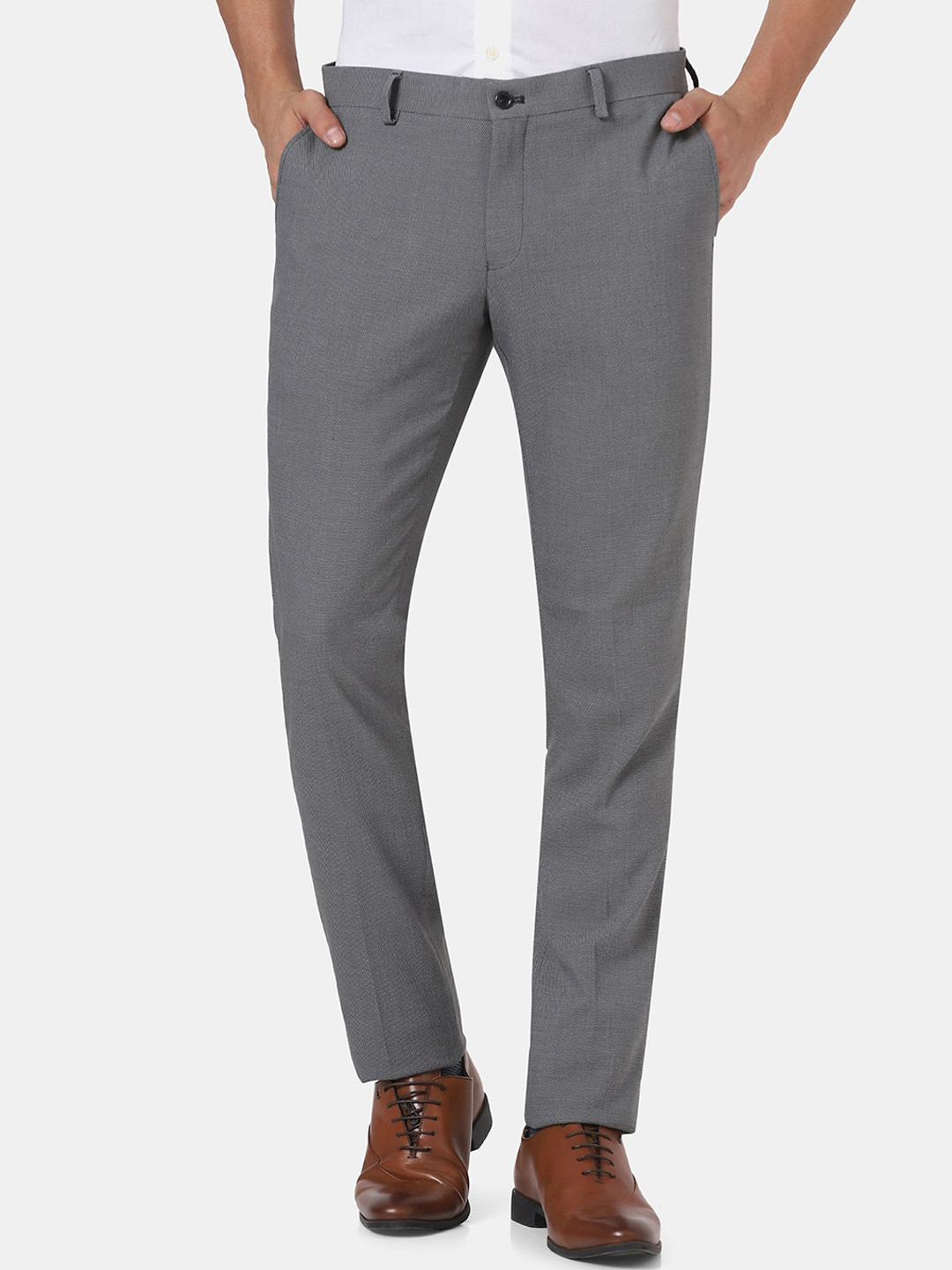

Blackberrys Men Charcoal Slim Fit Low-Rise Trousers