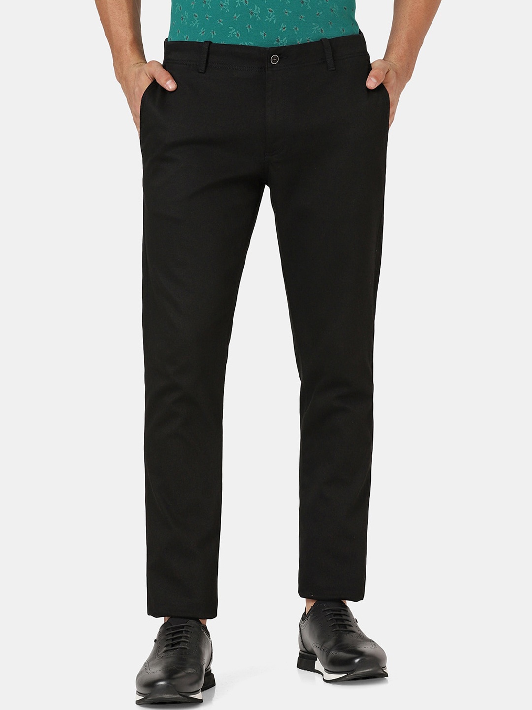 

Blackberrys Men Black Slim Fit Low-Rise Trousers