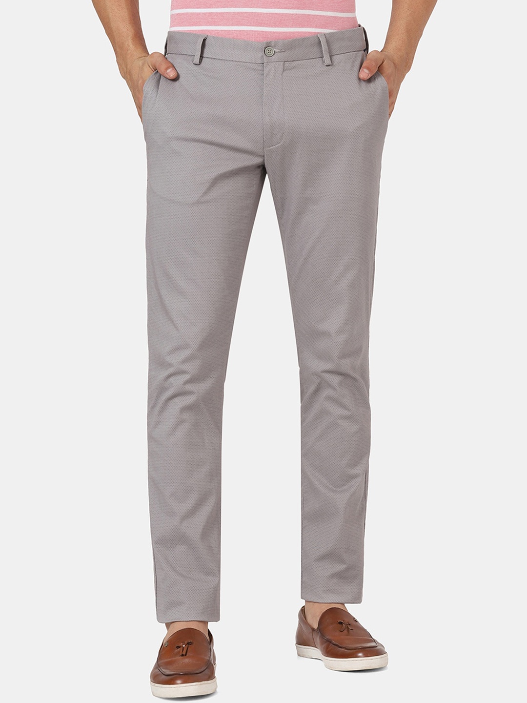 

Blackberrys Men Grey Slim Fit Low-Rise Trousers