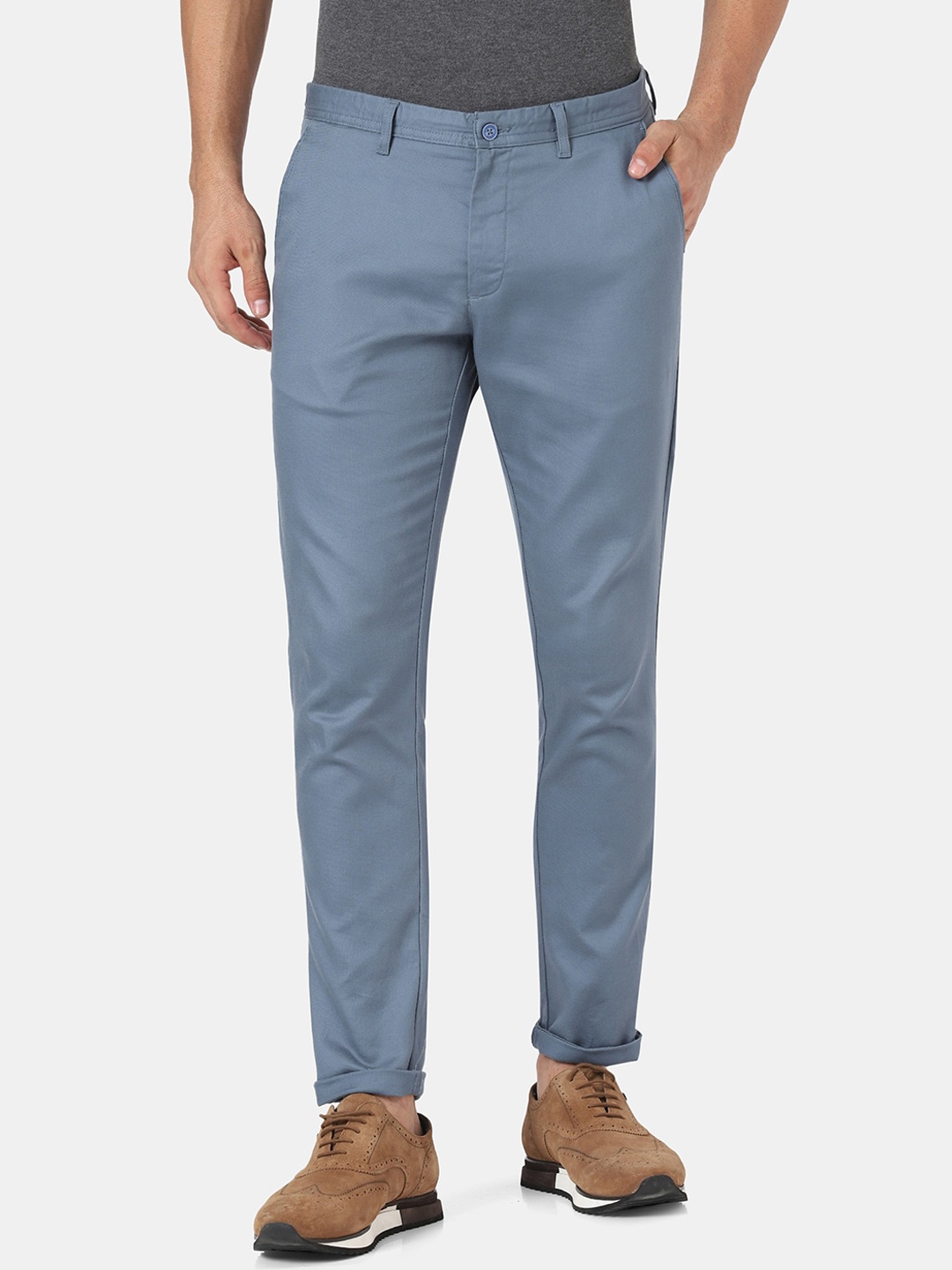 

Blackberrys Men Blue Skinny Fit Low-Rise Chinos Trousers