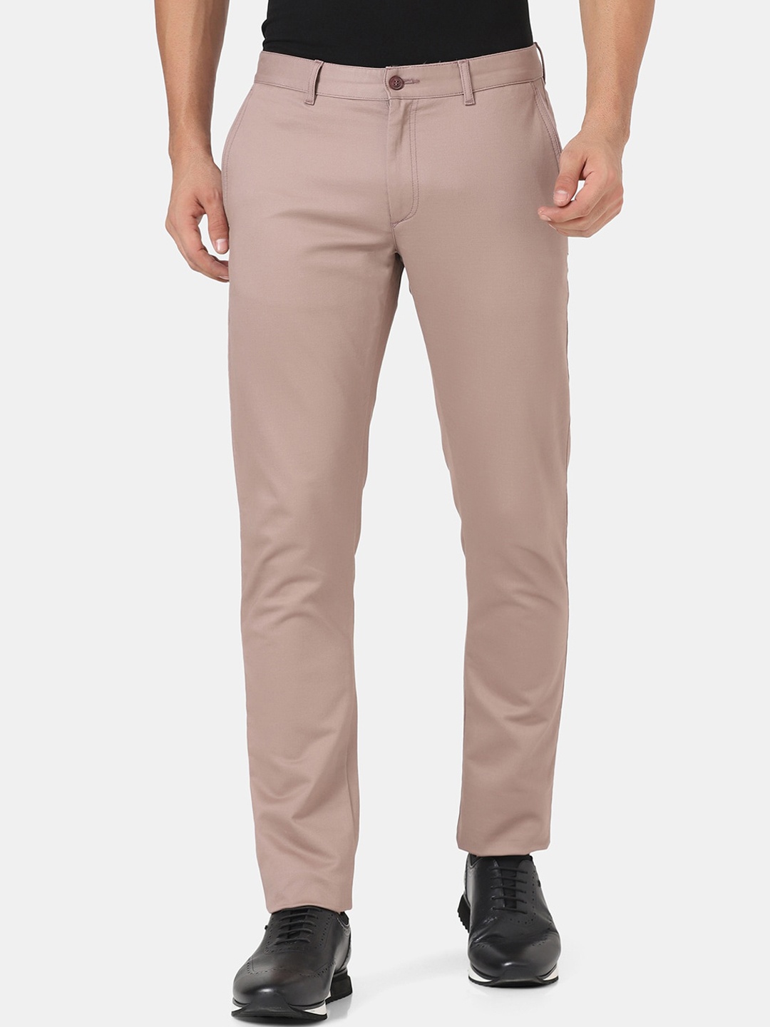 

Blackberrys Men Pink Slim Fit Low-Rise Cotton Trousers