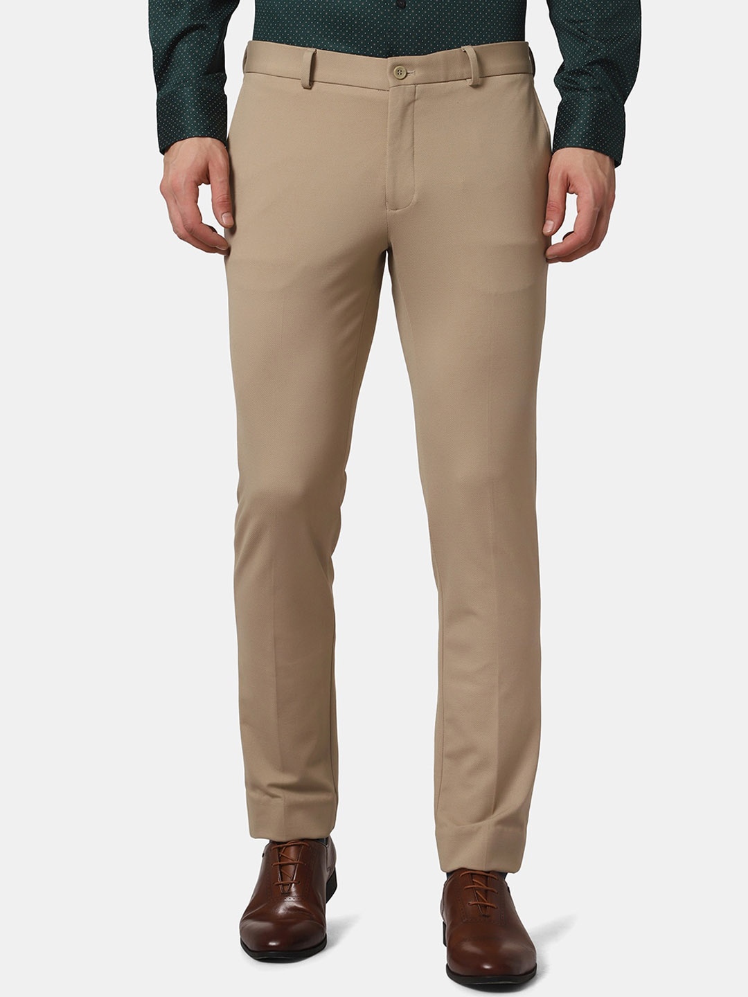 

Blackberrys Men Beige Slim Fit Low-Rise Trousers