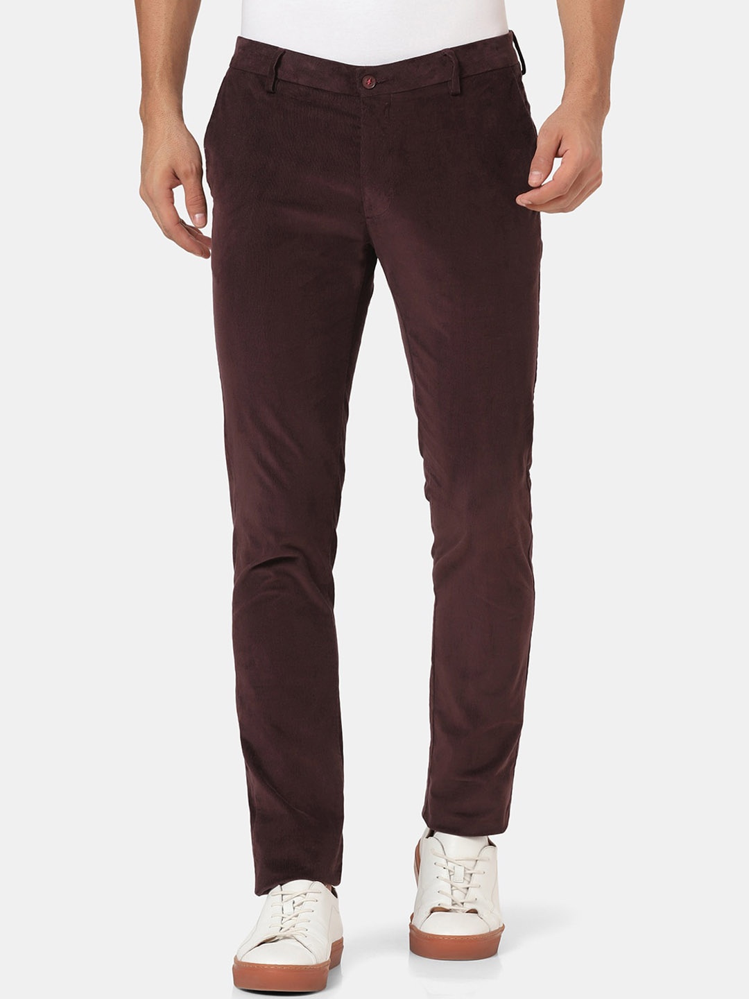 

Blackberrys Men Maroon Slim Fit Low-Rise Trousers