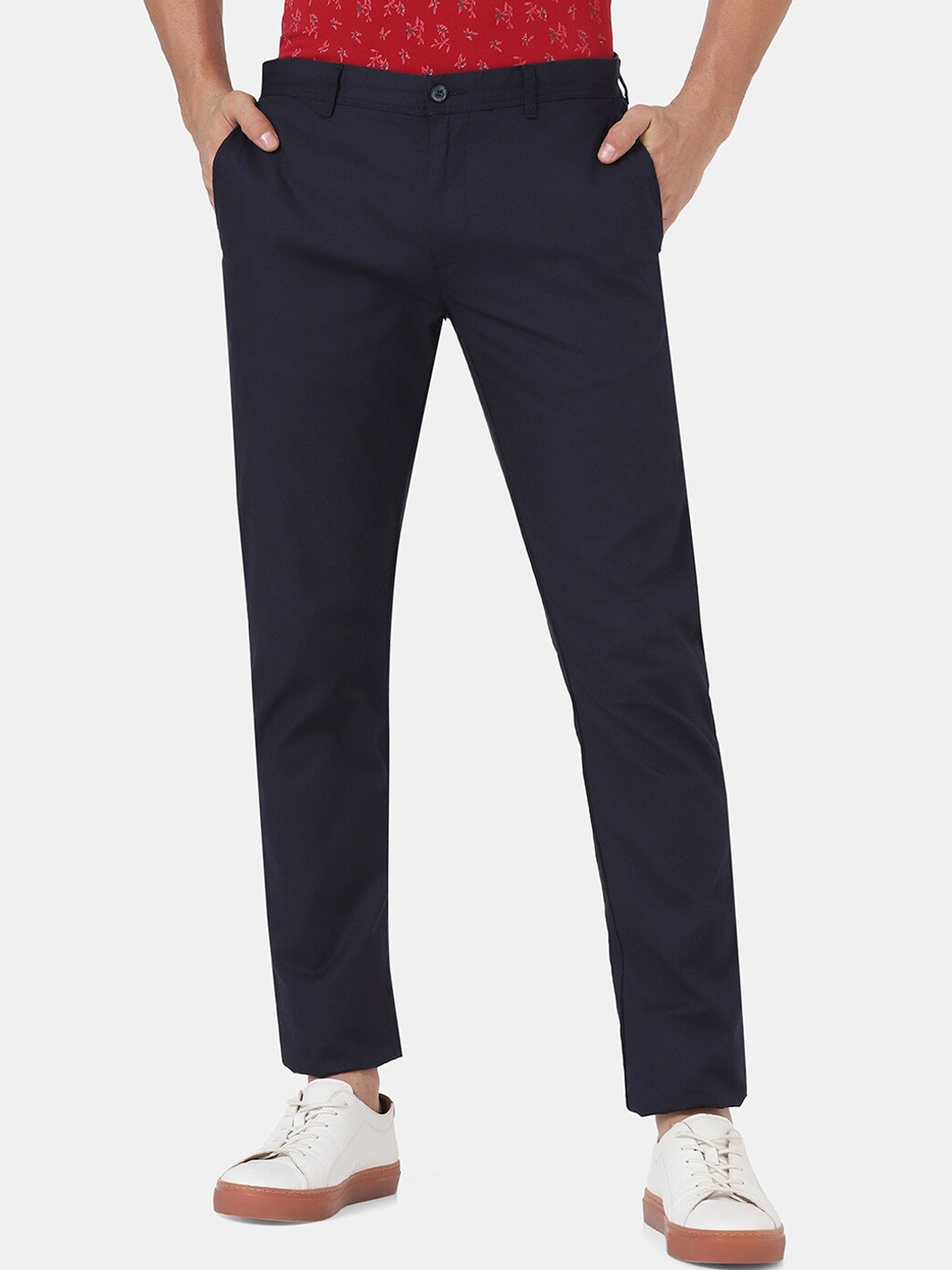 

Blackberrys Men Navy Blue Slim Fit Low-Rise Trousers