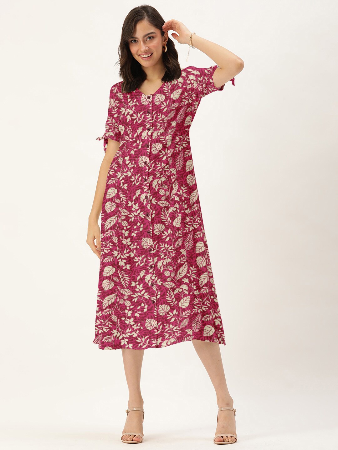 

DressBerry Pink Floral A-Line Dress
